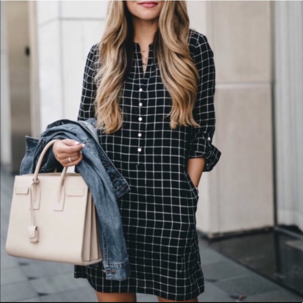 “Soft Joie” Casual Black Plaid Dress